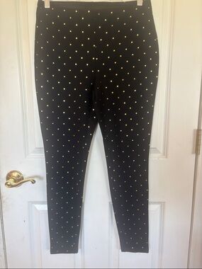 Chico's Black Leggings with Gold Dot Accent